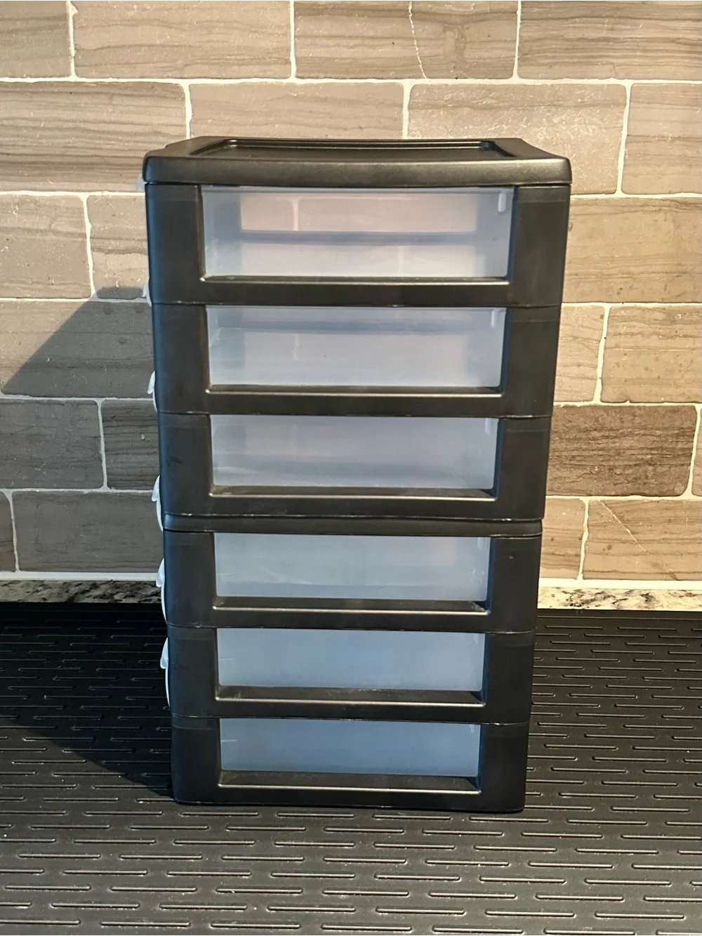 Sterilite Small 3-Drawer Desktop Storage Units Set of 2 Black & Frosted Clear